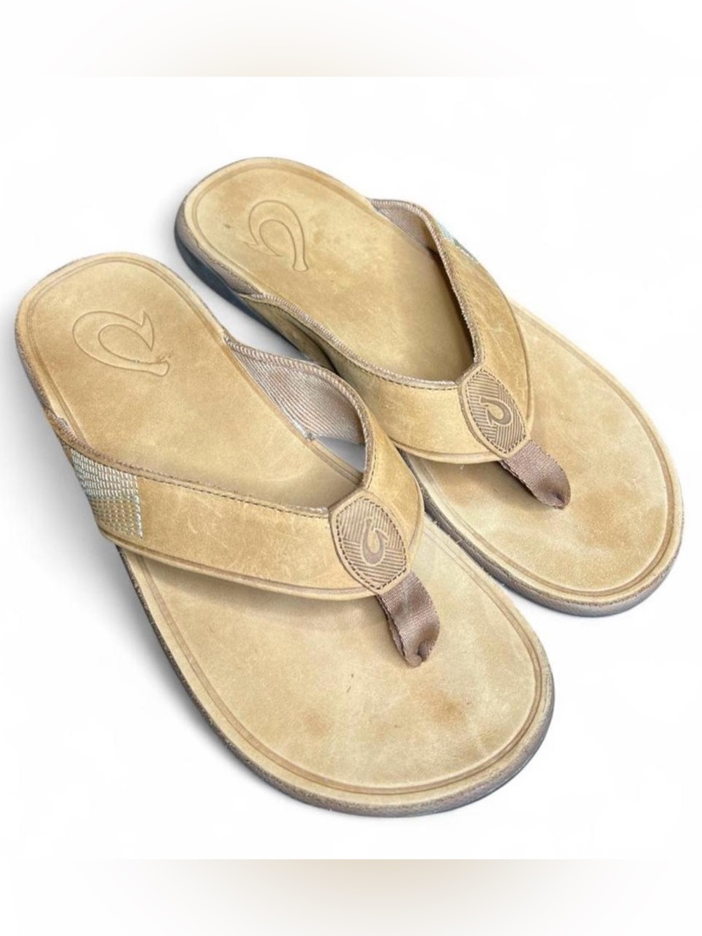 Men's Olukai "Tuahine" water proof brown leather sandals.